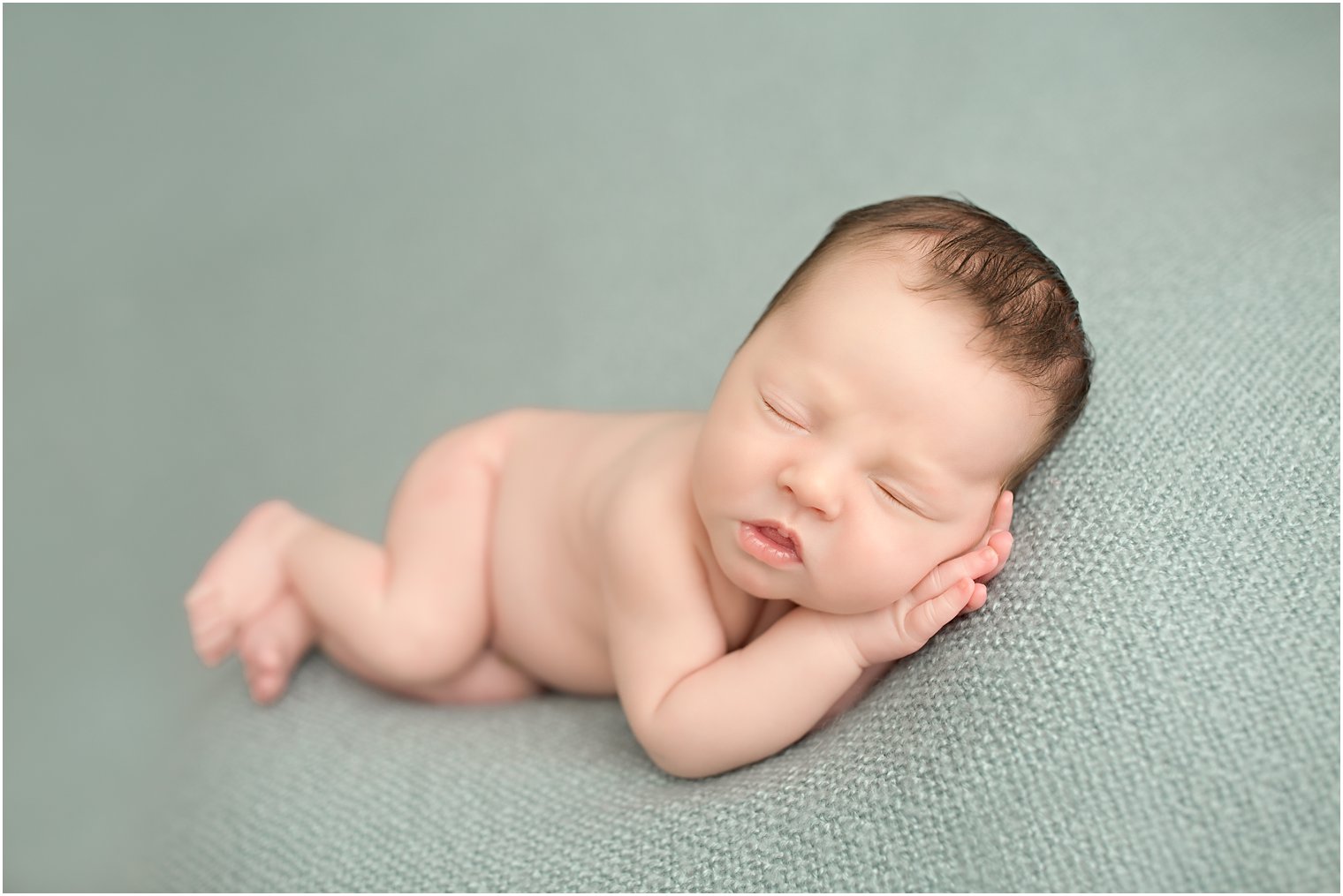 Baby in side-lying pose by Toms River NJ Newborn Photographer