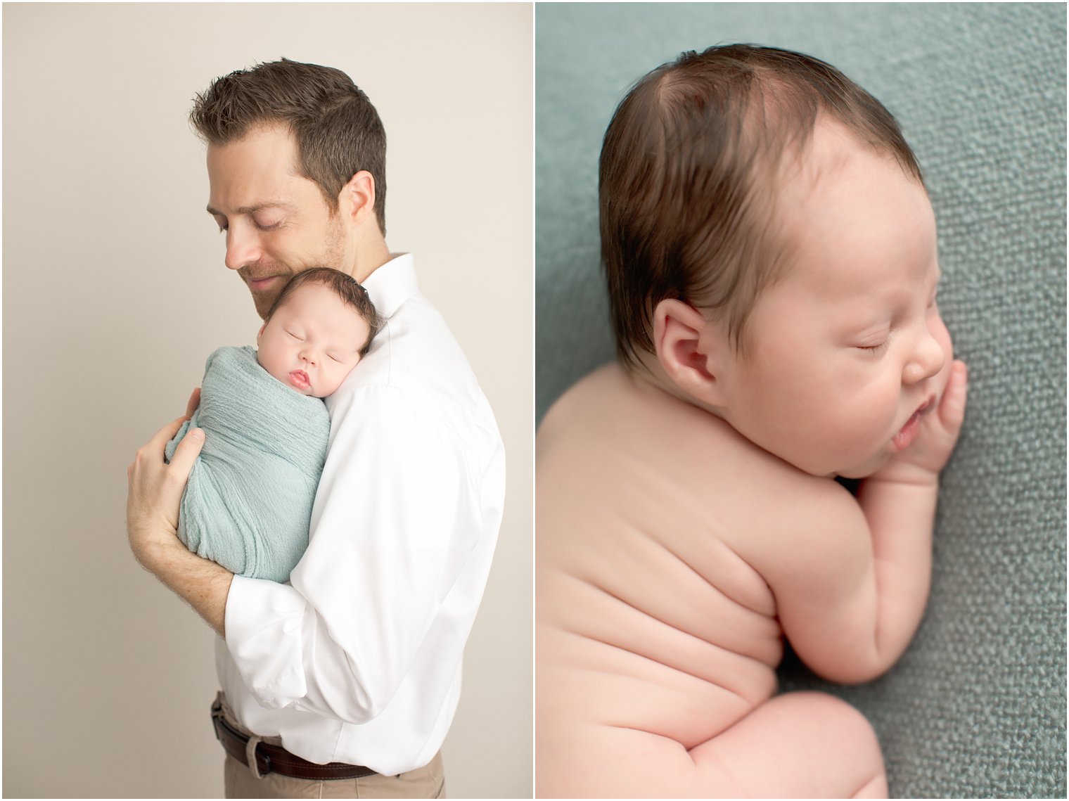 Newborn boy and father photo