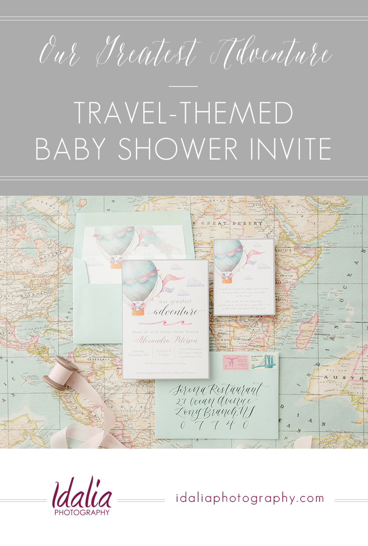 Travel-themed baby shower invitation by Jenn Dietlein | Idalia Photography