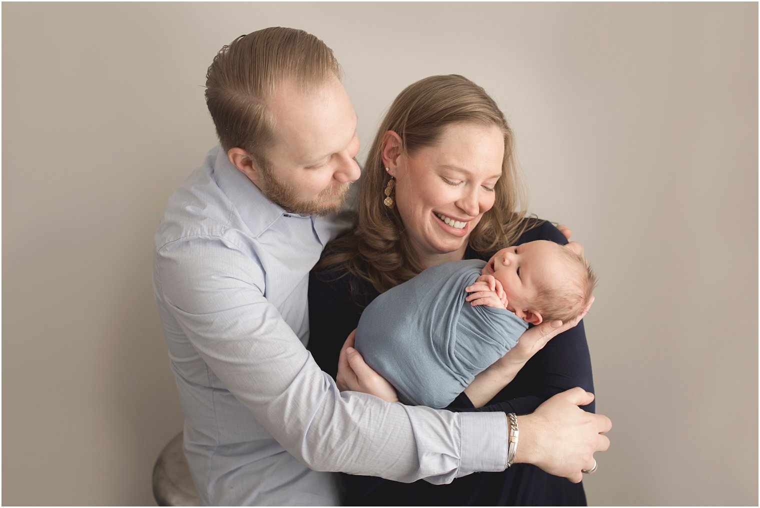 Proud parents with newborn son | Red Bank NJ Newborn Photography by Idalia Photography