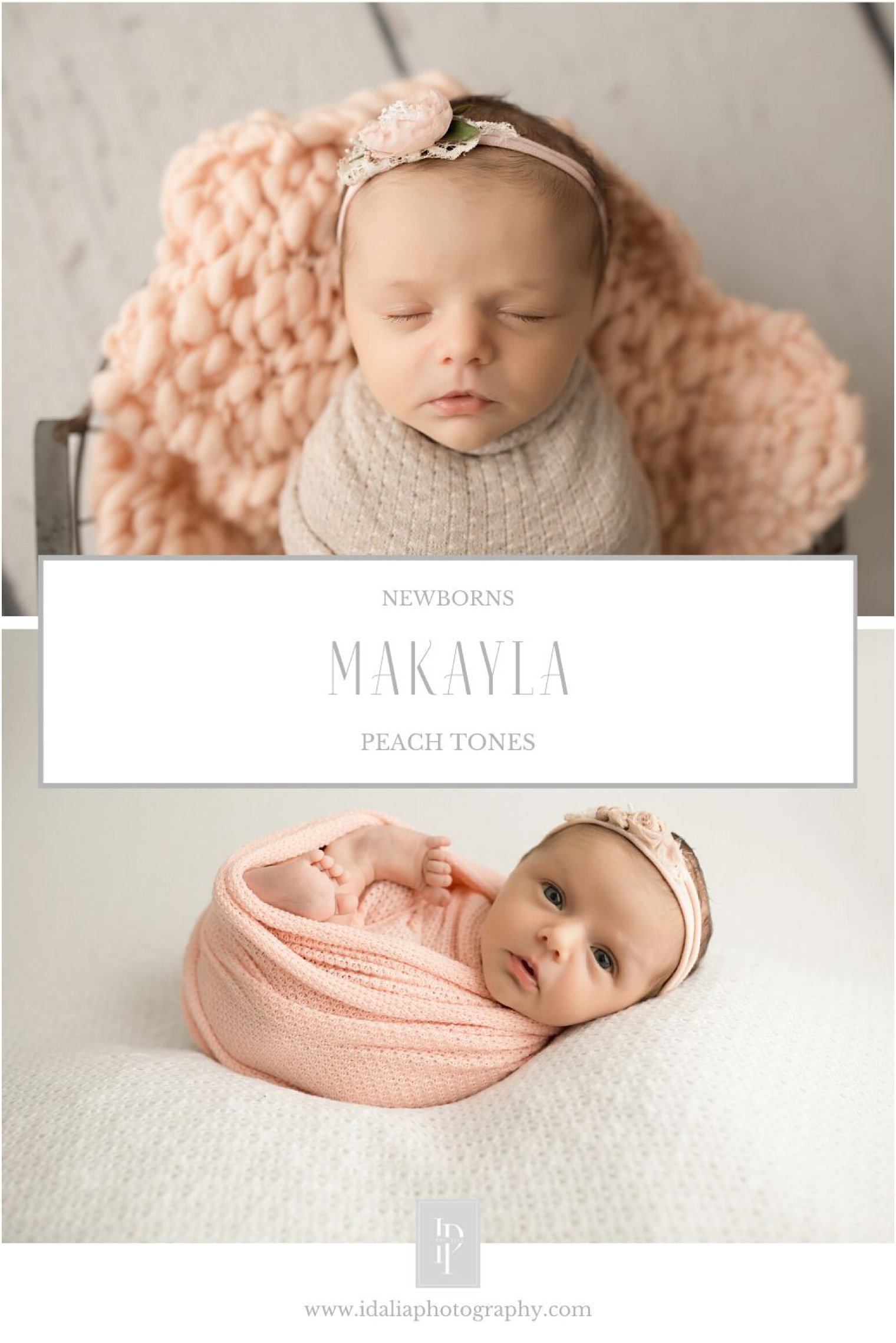 Newborn girl's session in tan, peach, and mauve tones | Photos by Idalia Photography