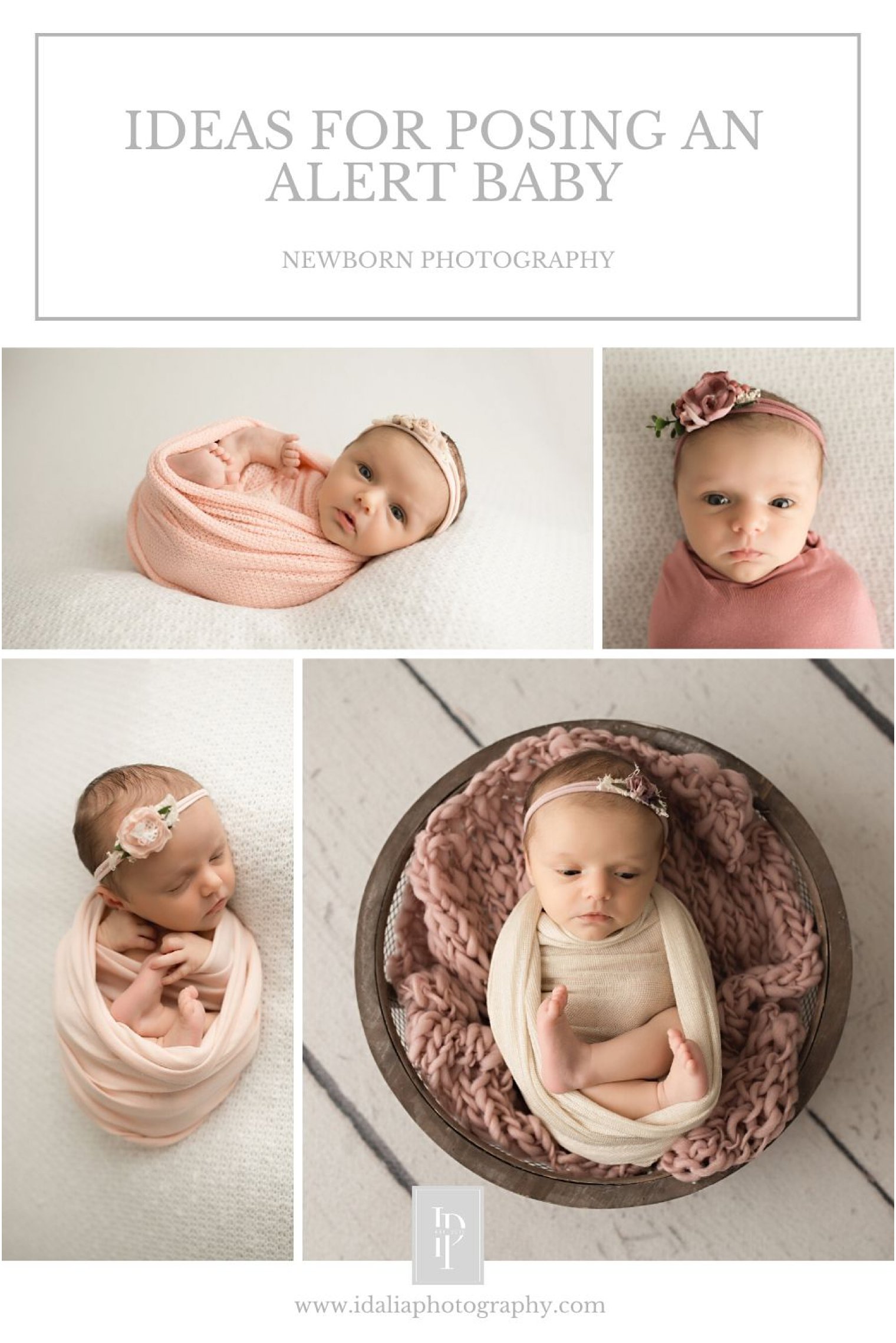 Newborn girl's session in tan, peach, and mauve tones | Photos by Idalia Photography