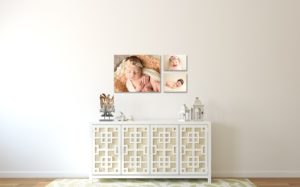 wall art inspiration for peach themed newborn baby girl session