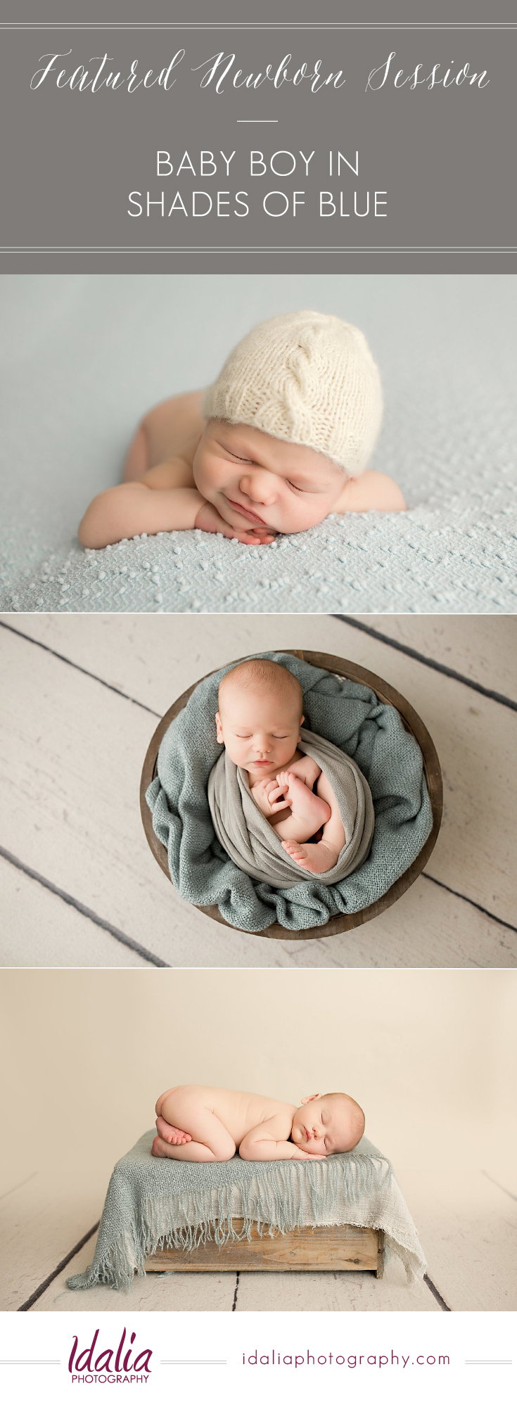 Newborn boy newborn session in shades of blue by NJ Newborn Photographer Idalia Photography
