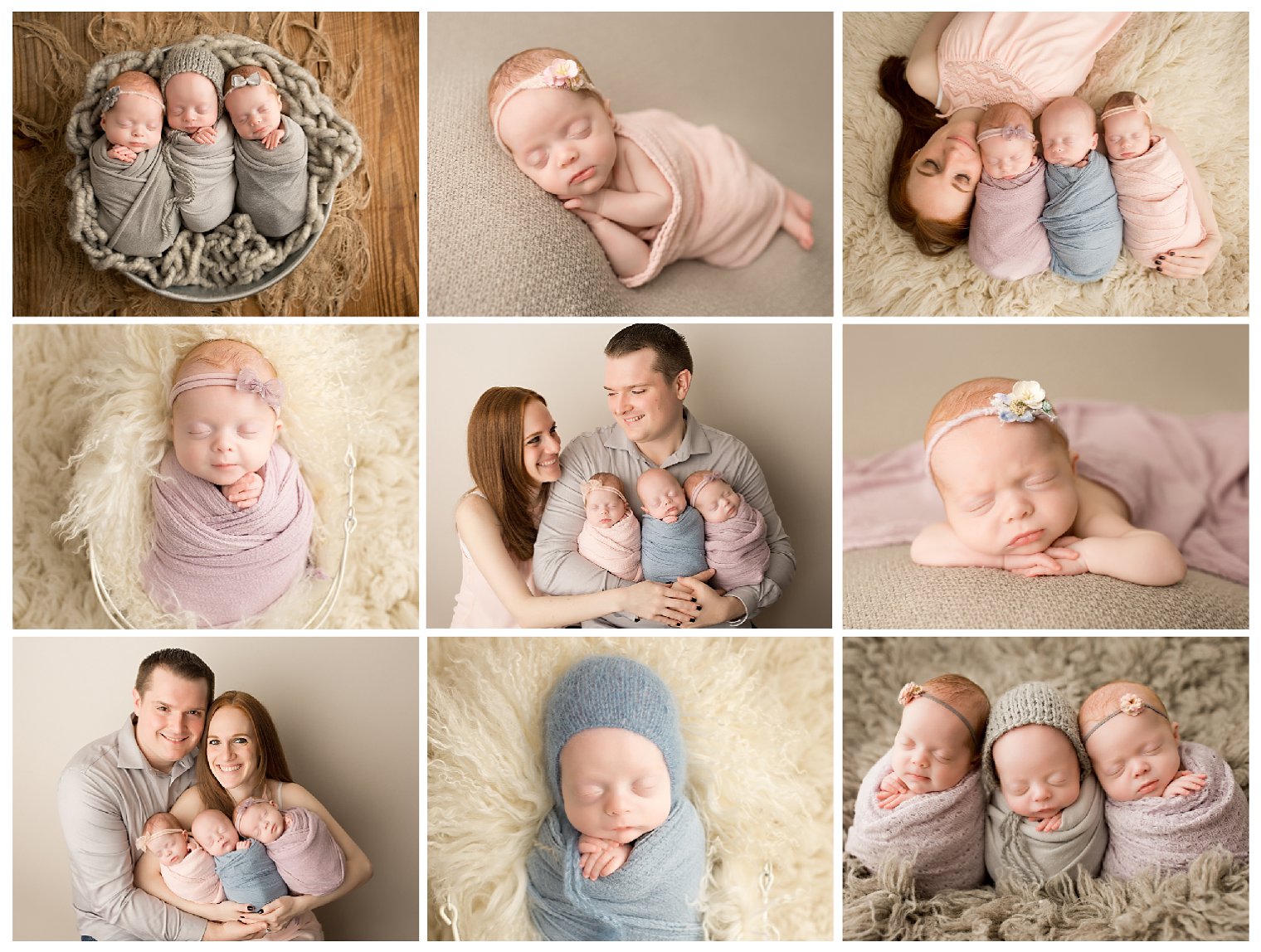 Newborn Session with Triplets by Idalia Photography