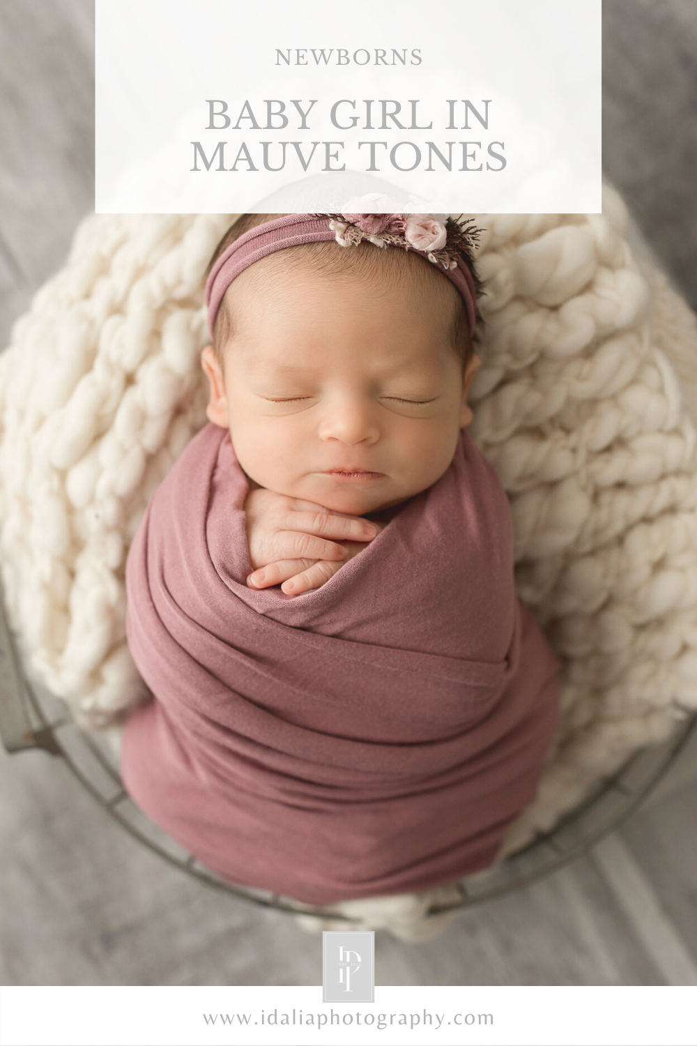 Baby girl newborn session in pink and mauve tones